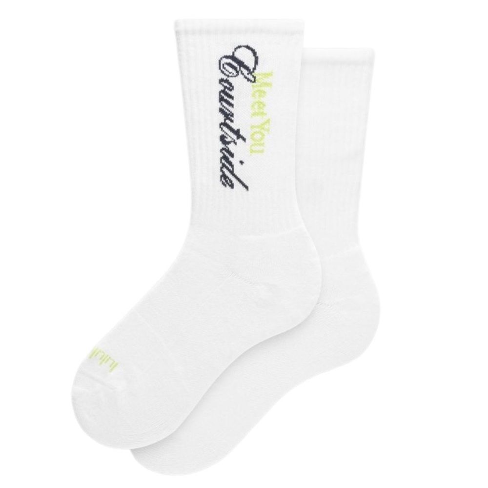Lululemon Unisex Daily Essential Crew Socks Tennis Club White/Sour Grape L